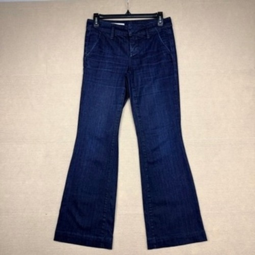 Anthropologie Pilcro Flare Jeans Dark Wash Herringbone Wide Leg Denim 29